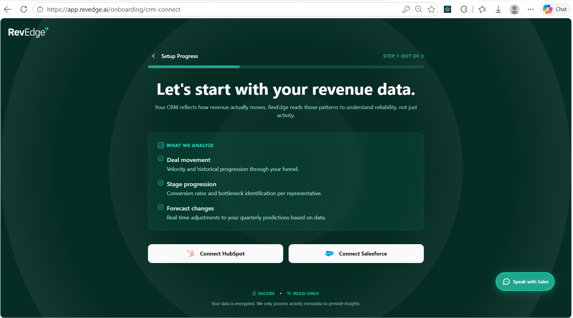 Revedge 首次连接 HubSpot
